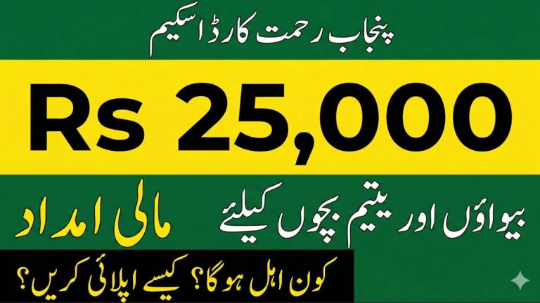 Punjab Rehmat Card Scheme Rs 25000 financial aid for widows and orphan children