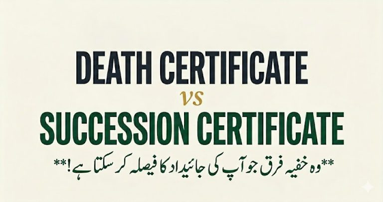 Death certificate vs succession certificate in Pakistan comparison — death certificate proves death, succession certificate authorises heirs to claim movable assets