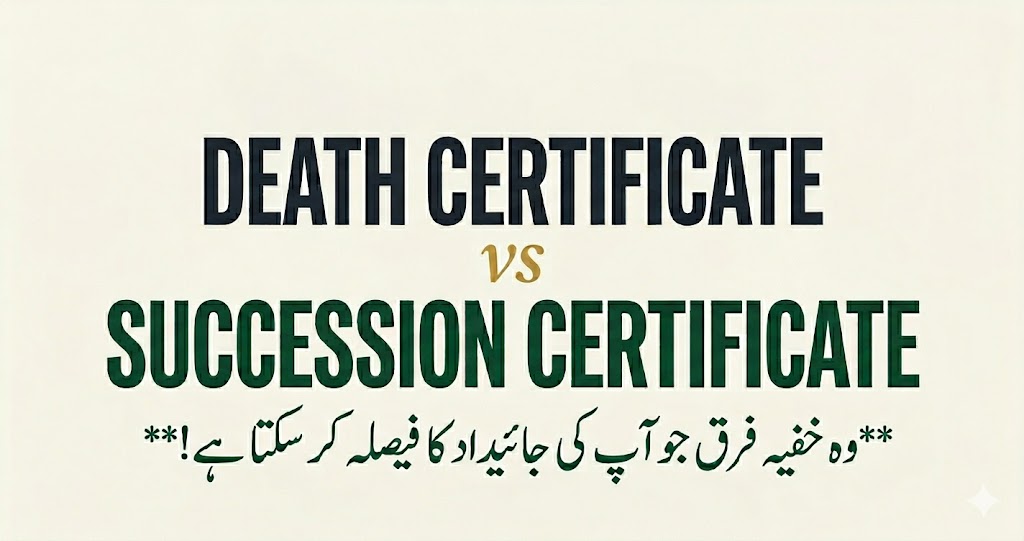 Death certificate vs succession certificate in Pakistan comparison — death certificate proves death, succession certificate authorises heirs to claim movable assets