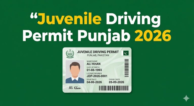 Juvenile Driving Permit Punjab 2026 featured graphic with permit card on green background.